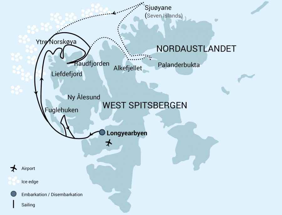 Map for North Spitsbergen: In the Realm of Polar Bear & Ice