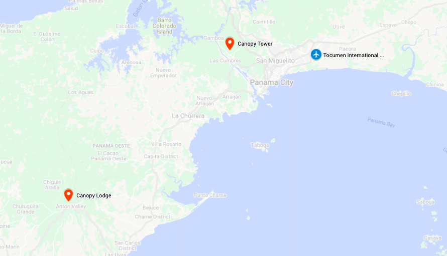 Map for Panama: Birds & Mammals