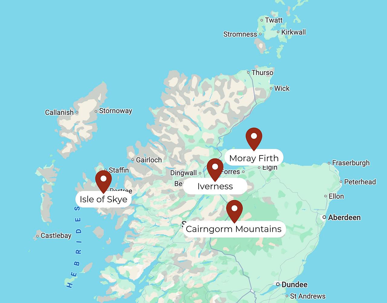 Map for Scottish Highlands & Isle of Skye
