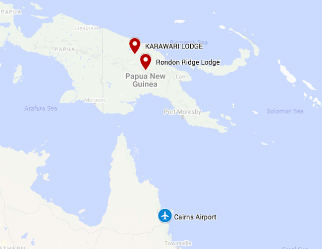 Map for Papua New Guinea: Bucket List Birding
