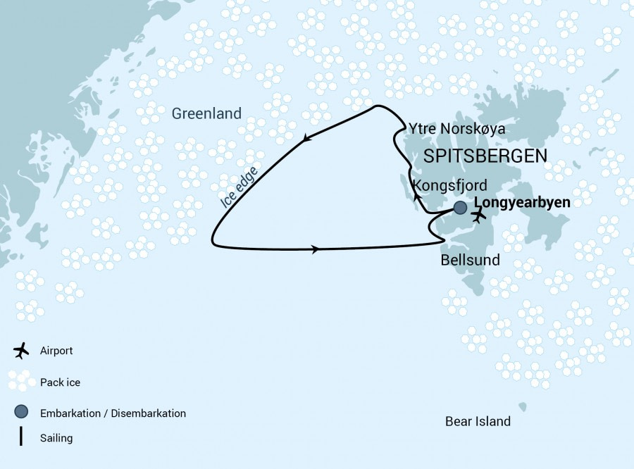 Map for Spitsbergen: Bowhead Whales & Polar Bears