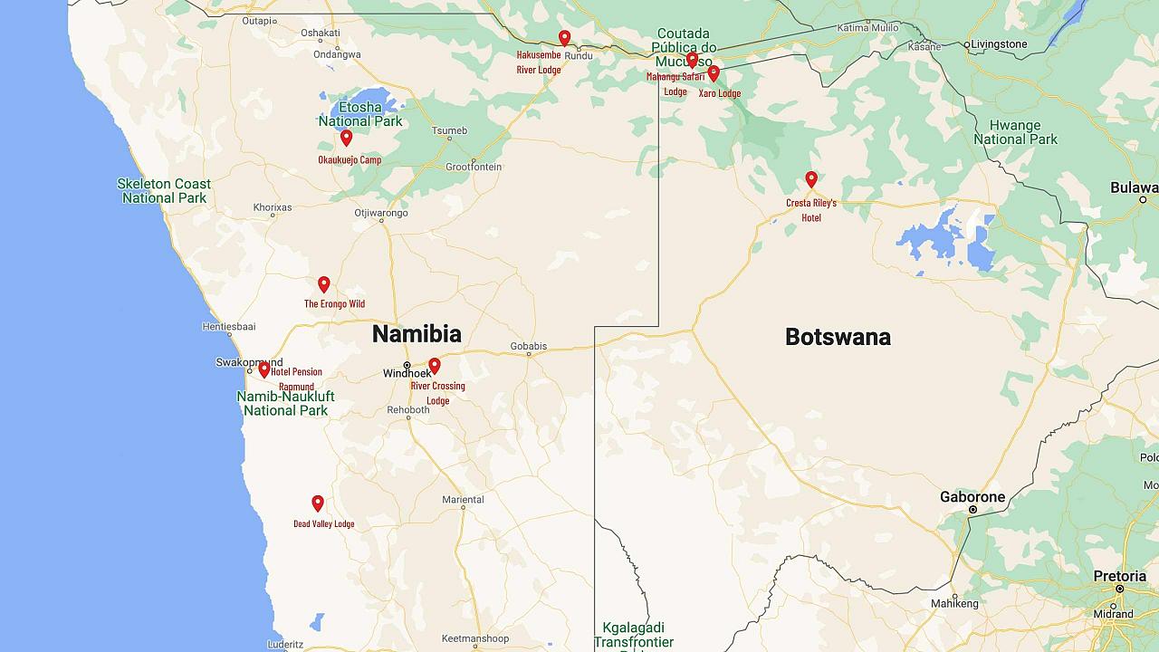 Map for Ultimate Namibia-Botswana Combo