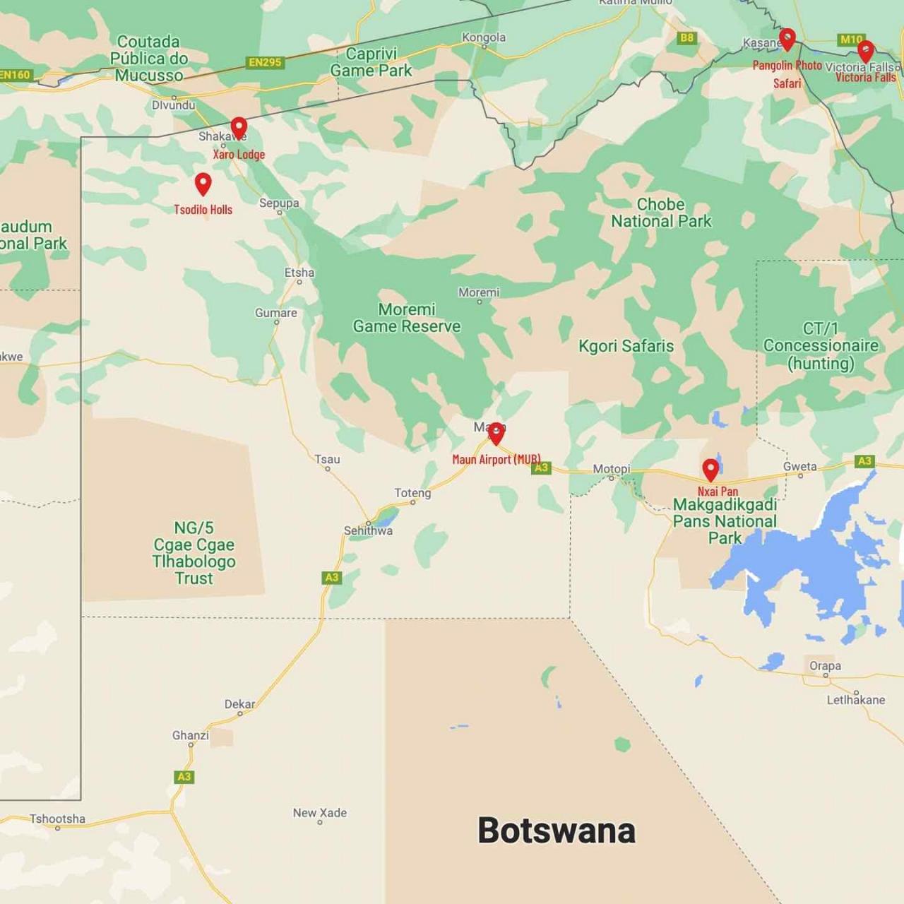 Map for Ultimate Botswana