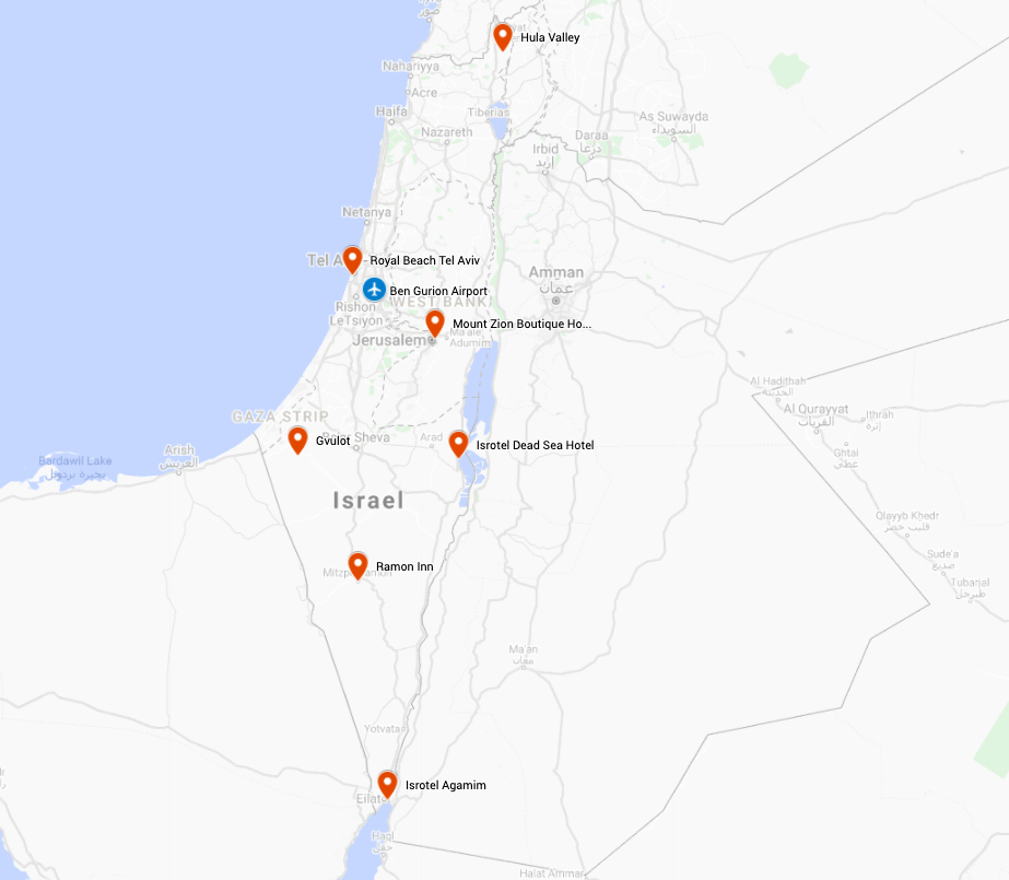 Map for Israel: Birds, Nature & Culture