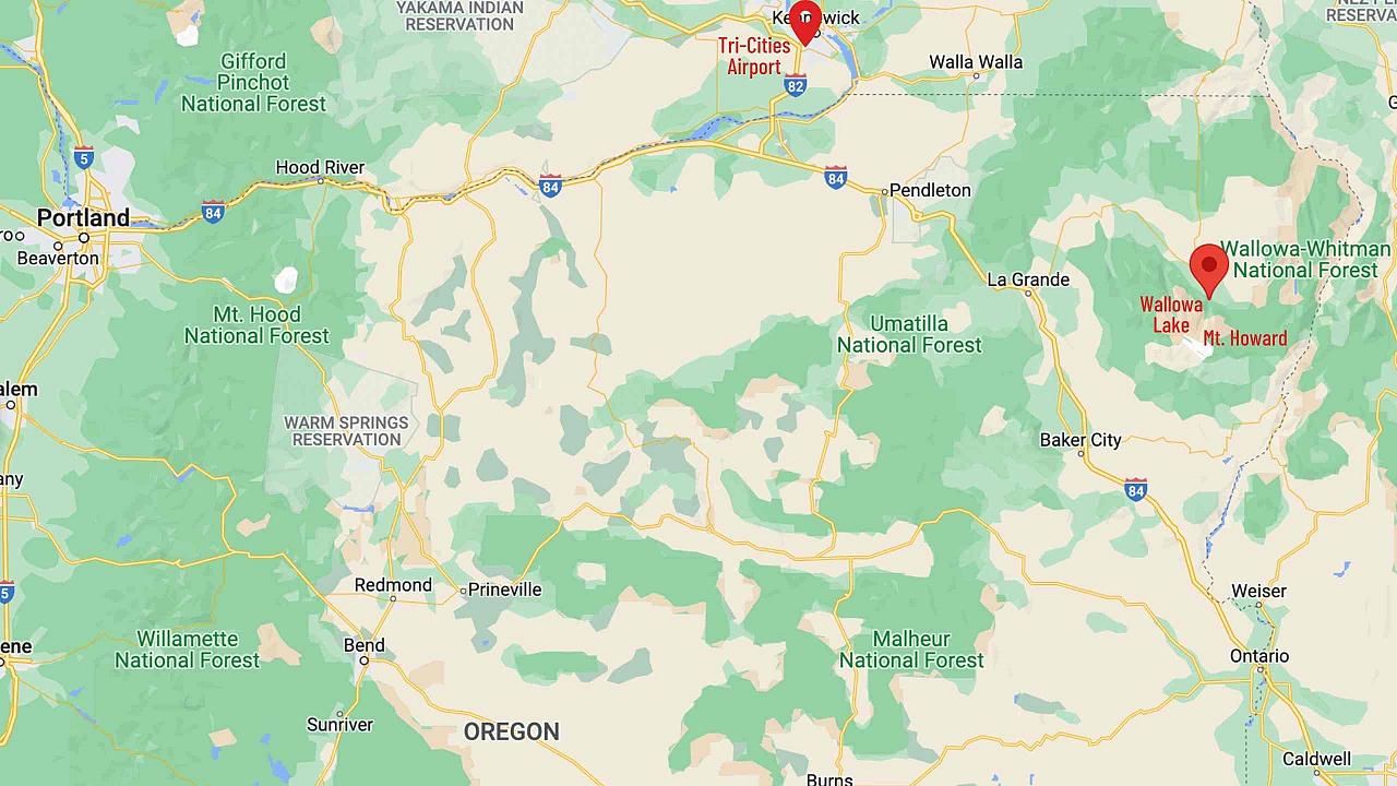 Map for Oregon's Wallowa Mountains