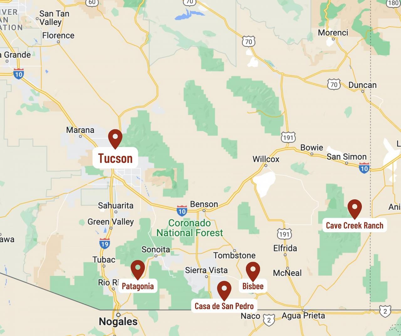 Map for Arizona Monsoon Madness