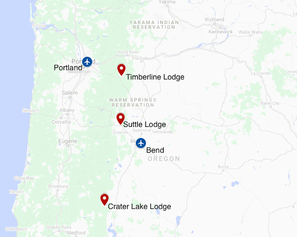 Map for Oregon’s Cascade Mountains