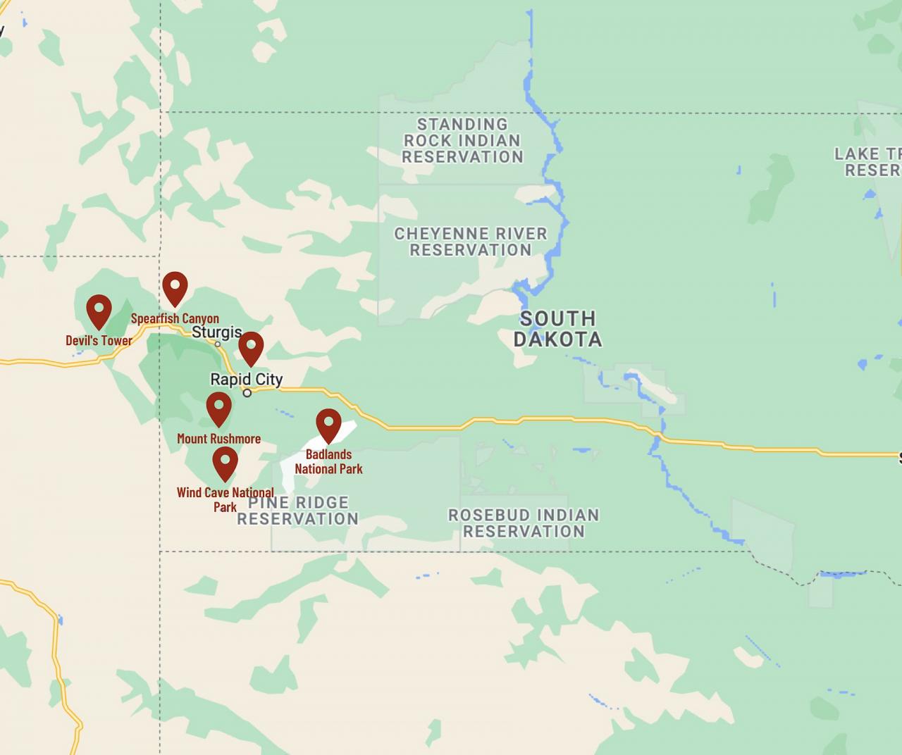Map for Black Hills Birding, Wildlife & Landscapes