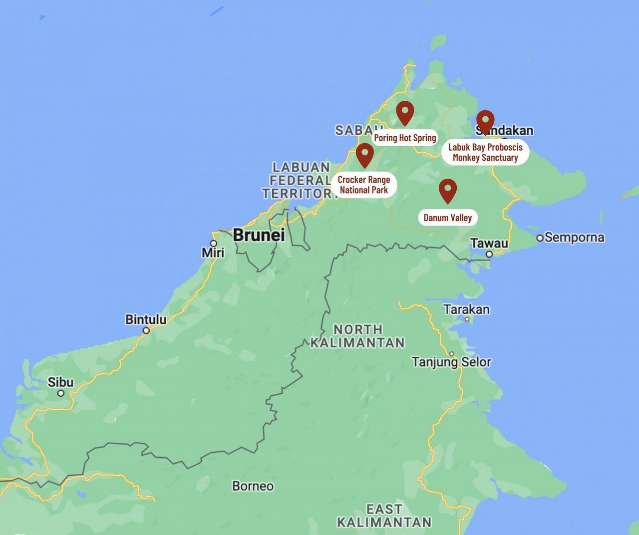 Map for Wild Borneo: Endemic Birding & Nature
