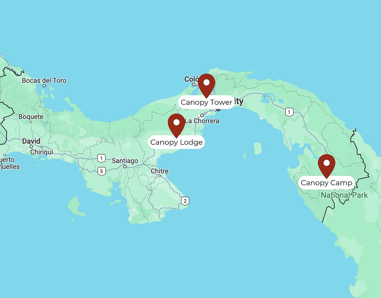 Map for Panama: Three Great Lodges