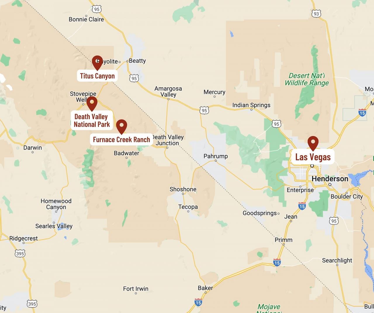 Map for Death Valley National Park Sampler