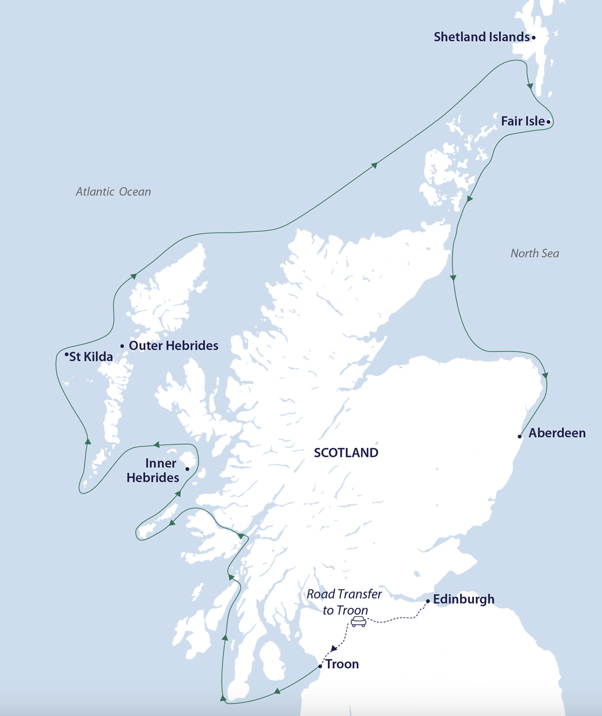 Map for Wild Scotland Cruise