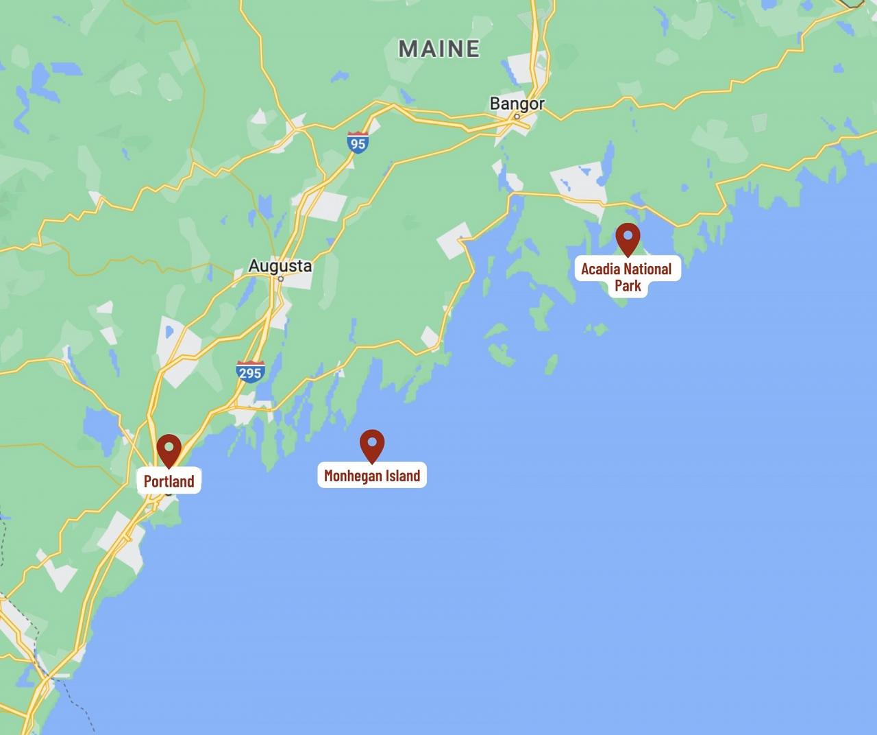 Map for Maine's Monhegan Island